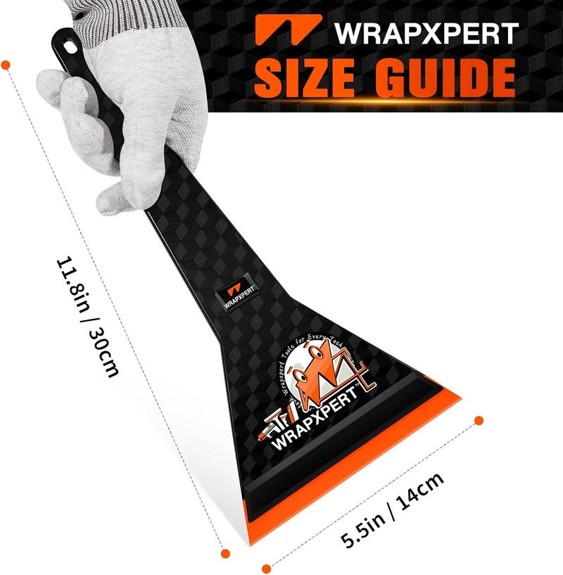 WRAPXPERT Window Tint Squeegee Car Front Window Tint Tools 11.8-inch Long Handle Rubber Scraper for Windshield/Rear Glass Deep Corner Reach Vehicle Tinting Kit - Image 4
